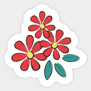 Red Daisy Sticker